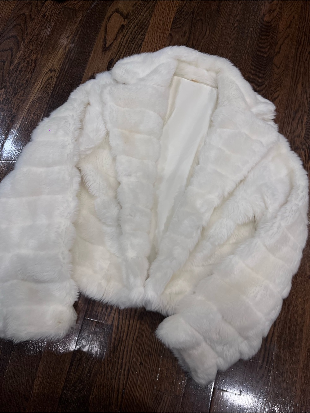 Women's White Faux Fur Cropped Jacket